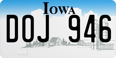 IA license plate DOJ946