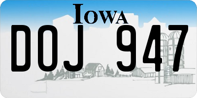 IA license plate DOJ947