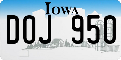 IA license plate DOJ950