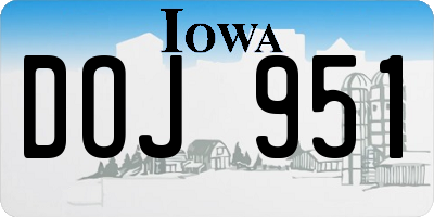 IA license plate DOJ951