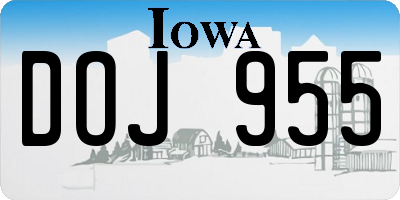 IA license plate DOJ955