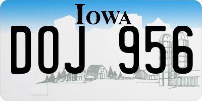 IA license plate DOJ956