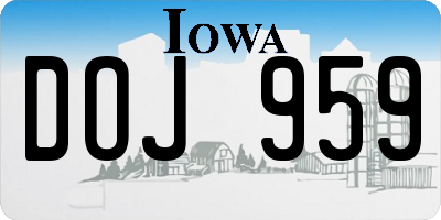 IA license plate DOJ959