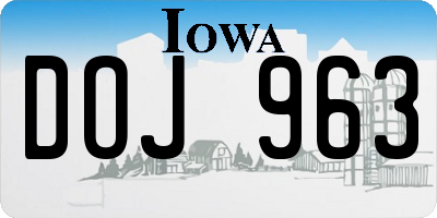 IA license plate DOJ963