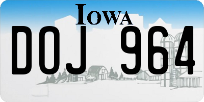 IA license plate DOJ964