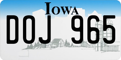 IA license plate DOJ965