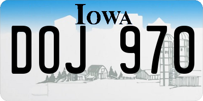IA license plate DOJ970