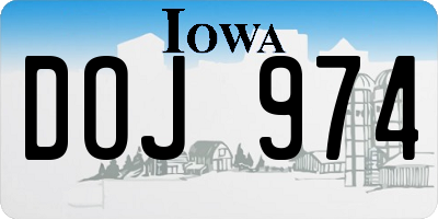 IA license plate DOJ974
