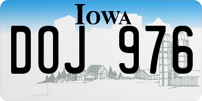 IA license plate DOJ976