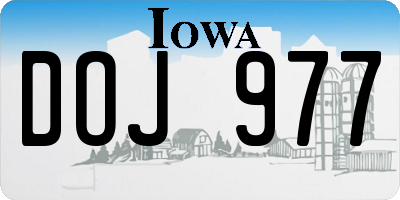 IA license plate DOJ977