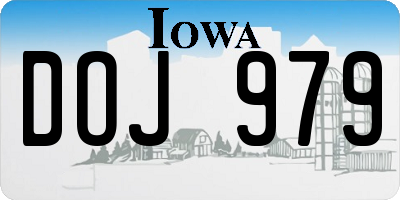 IA license plate DOJ979