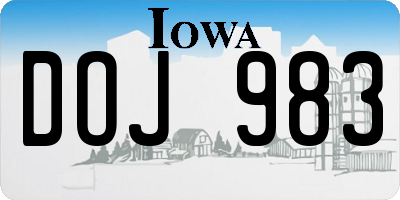 IA license plate DOJ983