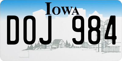 IA license plate DOJ984