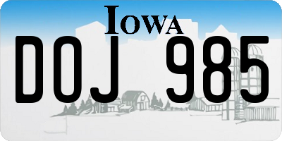 IA license plate DOJ985