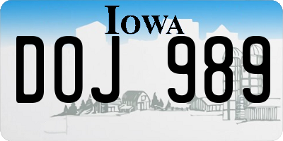 IA license plate DOJ989