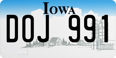 IA license plate DOJ991