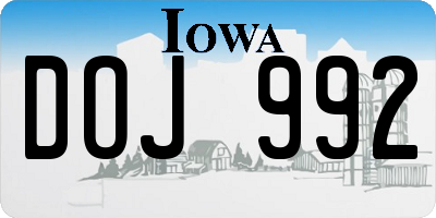 IA license plate DOJ992