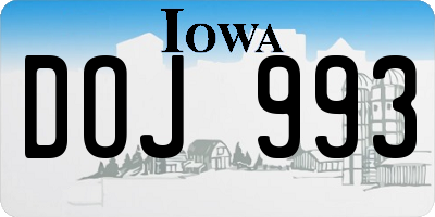 IA license plate DOJ993