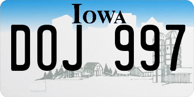 IA license plate DOJ997