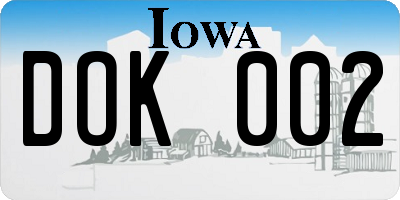 IA license plate DOK002