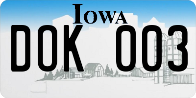 IA license plate DOK003