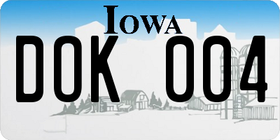 IA license plate DOK004