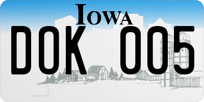 IA license plate DOK005