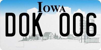IA license plate DOK006