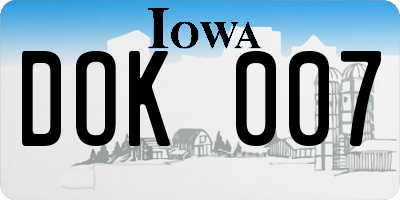 IA license plate DOK007