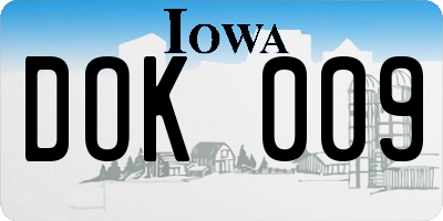IA license plate DOK009