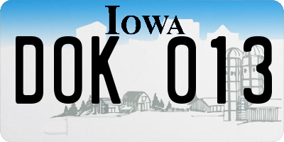 IA license plate DOK013