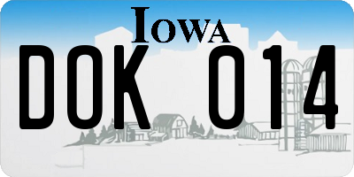 IA license plate DOK014