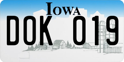 IA license plate DOK019