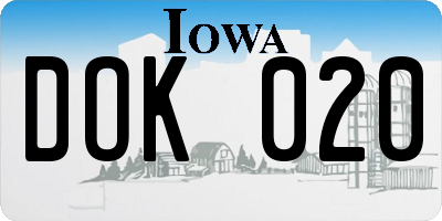 IA license plate DOK020