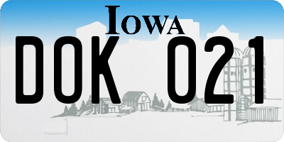 IA license plate DOK021