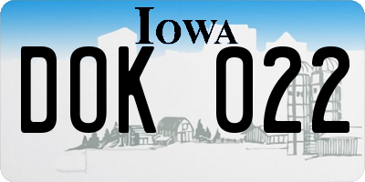 IA license plate DOK022