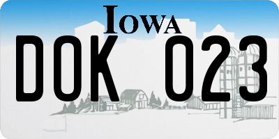 IA license plate DOK023