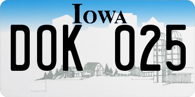 IA license plate DOK025