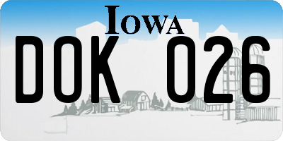 IA license plate DOK026
