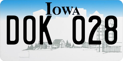 IA license plate DOK028