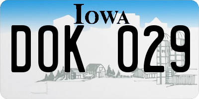 IA license plate DOK029