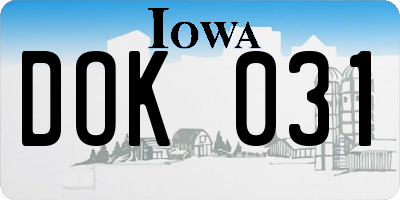 IA license plate DOK031