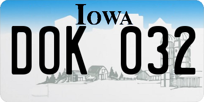 IA license plate DOK032