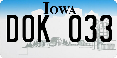 IA license plate DOK033