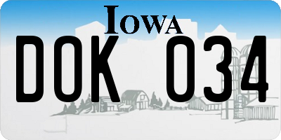 IA license plate DOK034