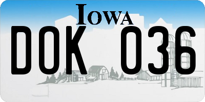 IA license plate DOK036