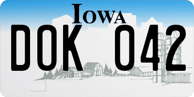 IA license plate DOK042