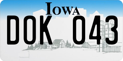 IA license plate DOK043