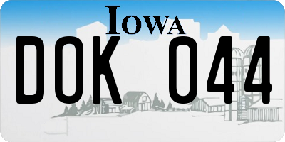 IA license plate DOK044