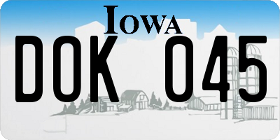 IA license plate DOK045